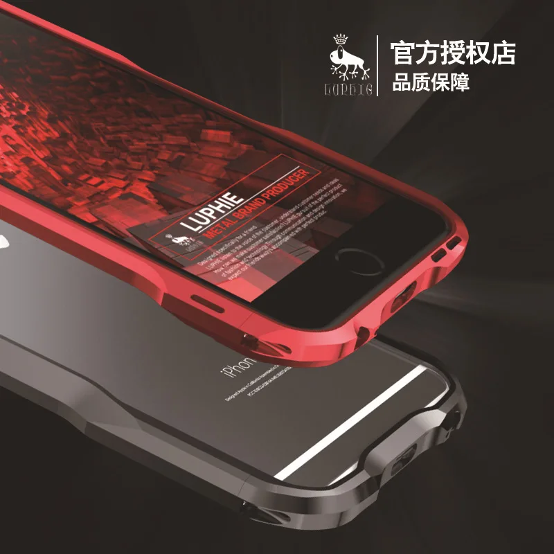 Luphie coque для iphone 7 plus чехол Роскошные алюминий металла рамки + кожа задняя крышка 6 6s