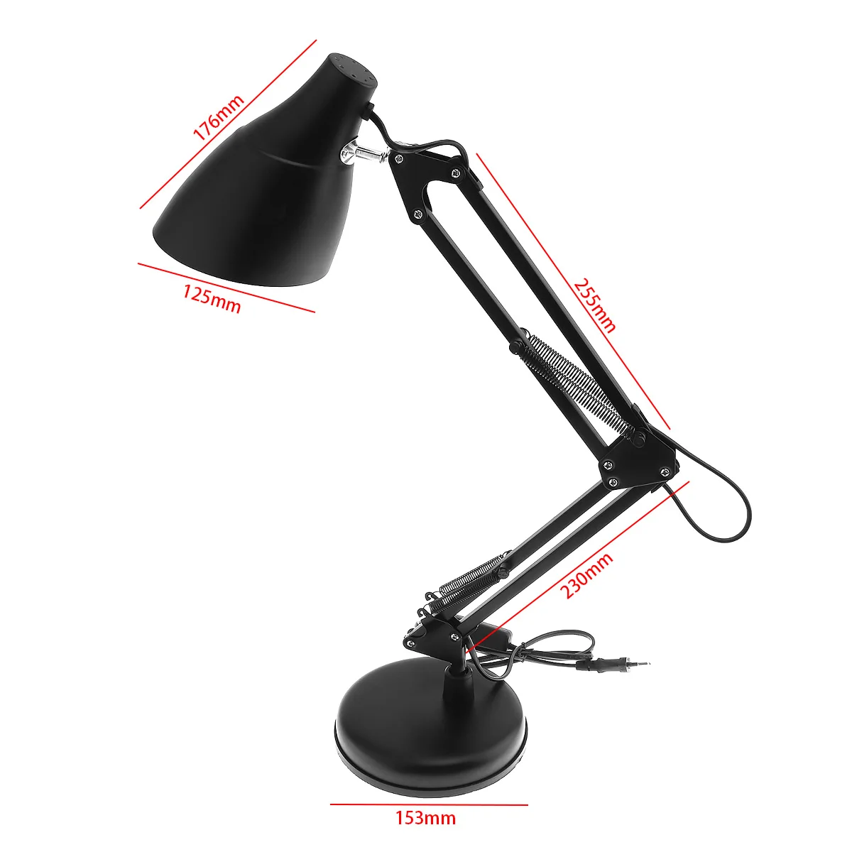 Новинка, черная Гибкая Настольная лампа с поворотным кронштейном, светильник с креплением на 360 градусов для офиса/дома