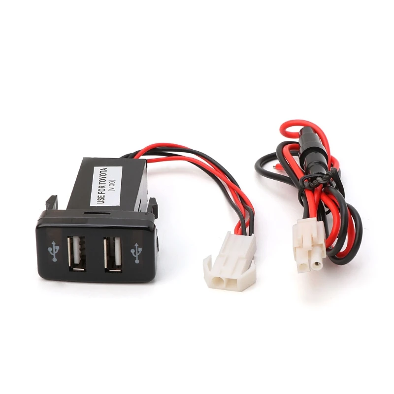 

Free shipping Hot New 1 Pc DC 12V 2.1A Dual 2 Port USB Auto Car Charger Socket Adapter w/ LED Light For Toyota VIGO High Quality