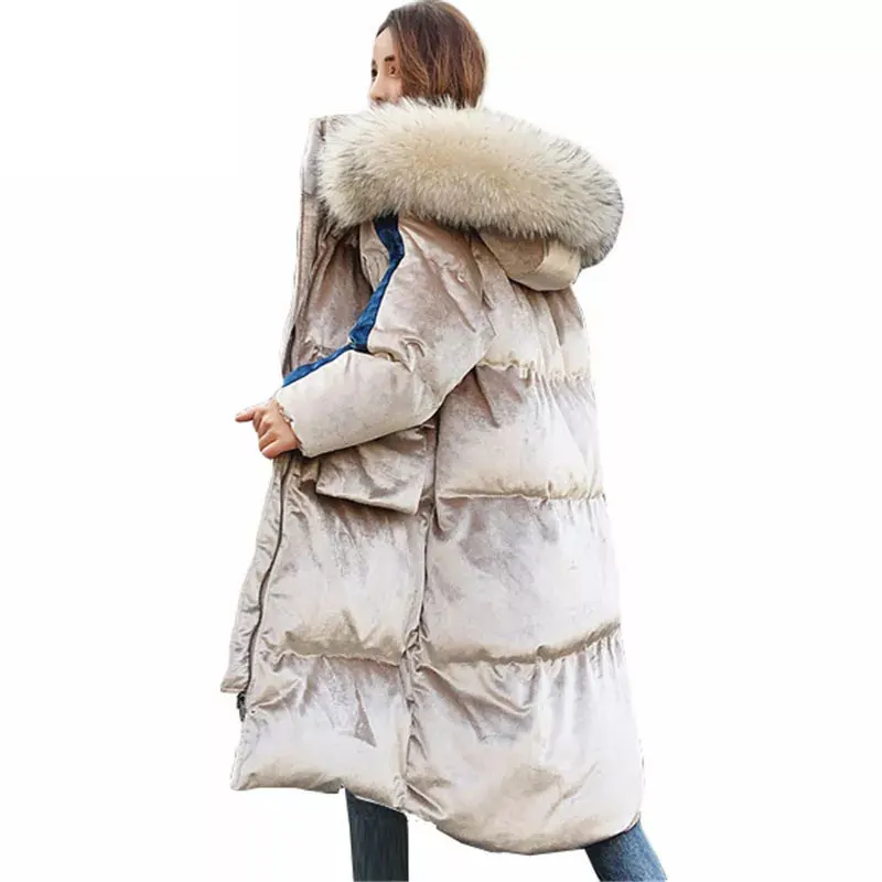 

-30 Degree Windproof Women Winter Coat Cotton Padded Jacket Parka Hooded Long Down Jacket Female Thick Warm Outwear Overcoat 736