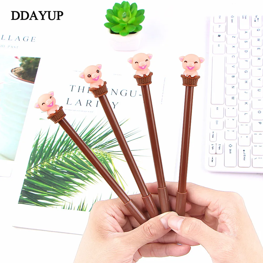 

2Pcs/lot Kawaii Cartoon Pig Gel Pen Black Writting Pens Canetas Material Escolar Staitonery Paperlaria Office School Supplies