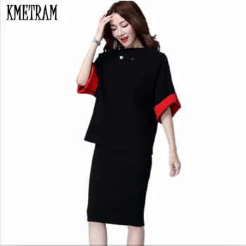 

KMETRAM Korean Version 2019 Fashion Autumn and Spring Women's Dress Knitted Vestido Two-Piece Suit Fashion Suit Dress Tide HH410