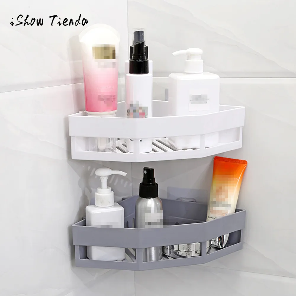 

Plastic Suction Cup Bathroom Kitchen Corner Storage Rack Organizer Multipurpose Shower Shampoo Soap Cosmetic Shelf Holder