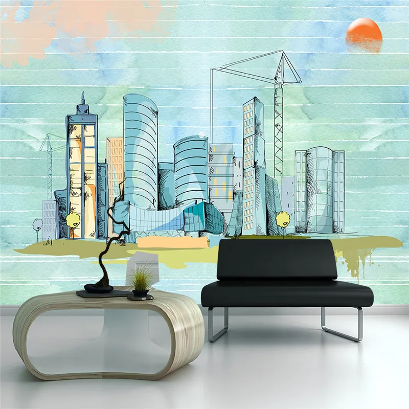 Professional custom 3D wallpaper mural modern urban architecture series - high-grade waterproof material Professional custom 3D wallpaper mural modern urban architecture series - high-grade waterproof material