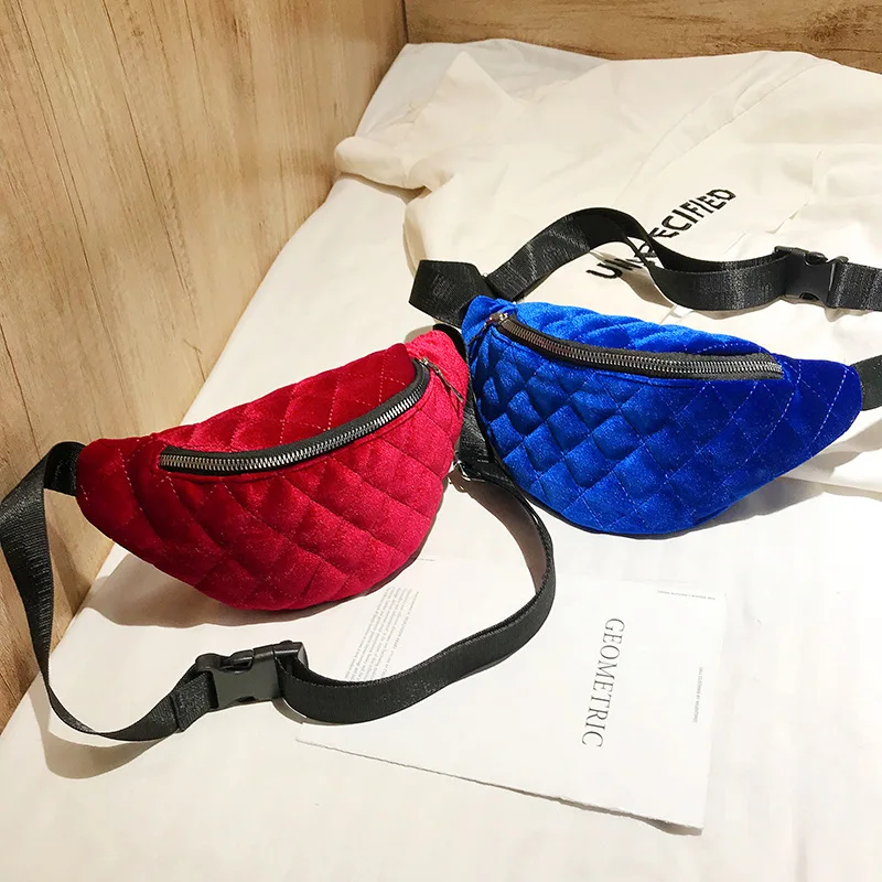 

CROWDALE Waist Bag Chest Bag Male And Female Velvet Lingge Shoulder Cross Body New Diagonal Package Leisure Packet Travel