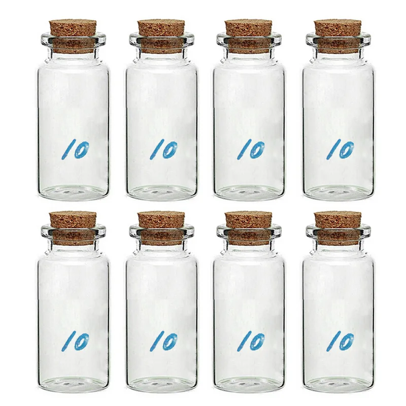 

8 Pcs 10 ml Small Cork Bottle Clear Glass Bottle Wishing Bottle HG99