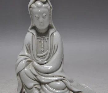 

4"old chinese Buddhism Dehua white porcelain Kwan-Yin Bodhisattva Buddha Statue