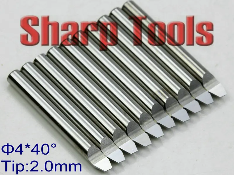 40 Angle 4x2.0mm V Tungsten Carbide Bits CNC Tools Metal Milling