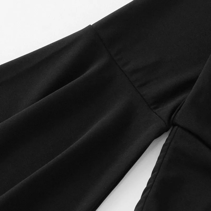ROMWE черная футболка с v-образным вырезом и рукавами-крылышками женская одежда осенний Топ Женская модная футболка с длинным рукавом