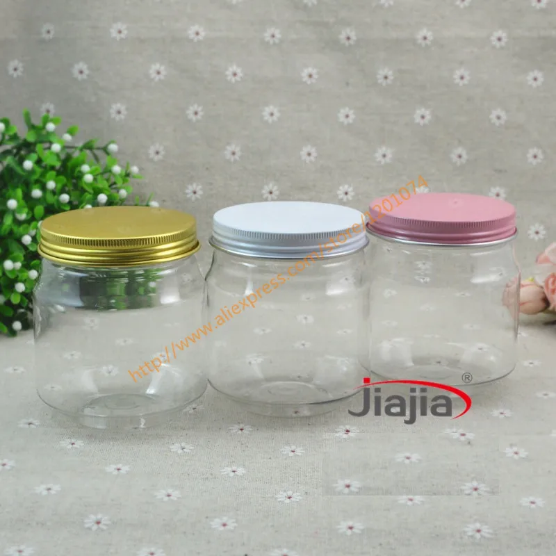 280g Clear Pet Jar With Gold/white/pink Aluminum Lid,280ml Clear