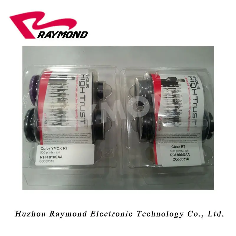 Evolis RT4F010SAA YMCK цветная лента и RTCL009NAA прозрачная пленка работа с переводным