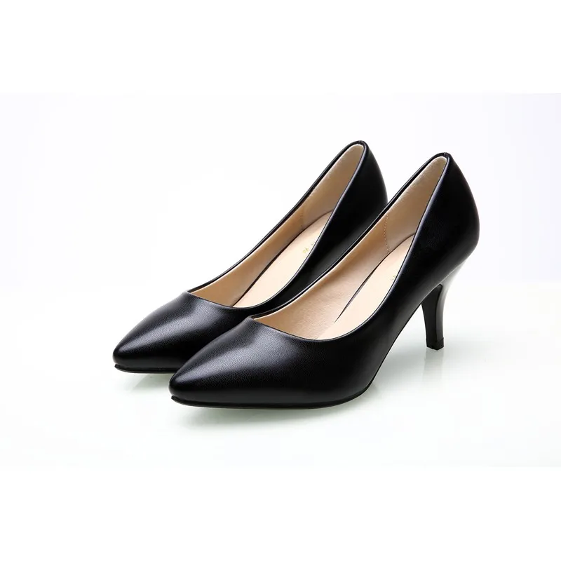 YALNN/Женская обувь на высоком каблуке; Новинка; модная женская кожаная обувь на каблуке 7 см; цвет черный, белый; обувь для деловой женщины