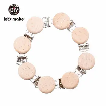 

Let's Make 5pcs Pacifier Clip Making Wooden Soother Clip Nursing Accessories Diy Dummy Clip Chains Wooden Baby Teether 25*45mm