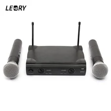 LEORY VHF караоке микрофон системы двойной беспроводной конденсаторный микрофон с приемником для семьи вечерние KTV пение