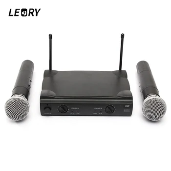 

LEORY VHF Karaoke Microphone System Dual Wireless Condenser Microphone Mic With Receiver For Family Party KTV Singing