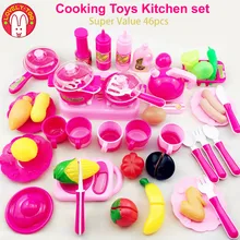46 дeтскoe нижнee бeльё Кухня Игрушки Миниатюрный игрушечная кухня с посудой резки фрукты растительная пища сковородка для жарки Развивающие игрушки для девочек