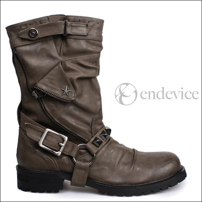Choudory/ г.; мужские кожаные ботинки; зимняя обувь на платформе в стиле милитари; черные рабочие ботинки в байкерском стиле; Мужская обувь; ковбойские ботинки с шипами - Цвет: as picture