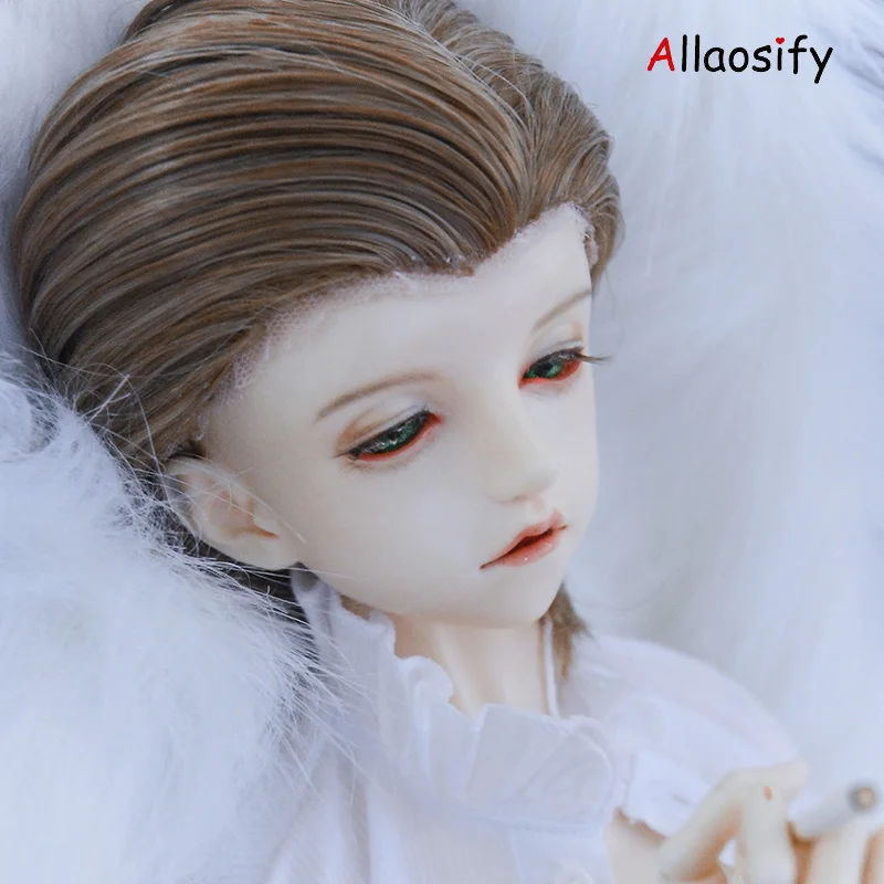 Allaosify bjd волосы 1/3 1/4 1/6 BJD Кукла Высокая температура парик девушка и мальчик короткие прямые парики SD BJD парик с взрыва - Цвет: Коричневый