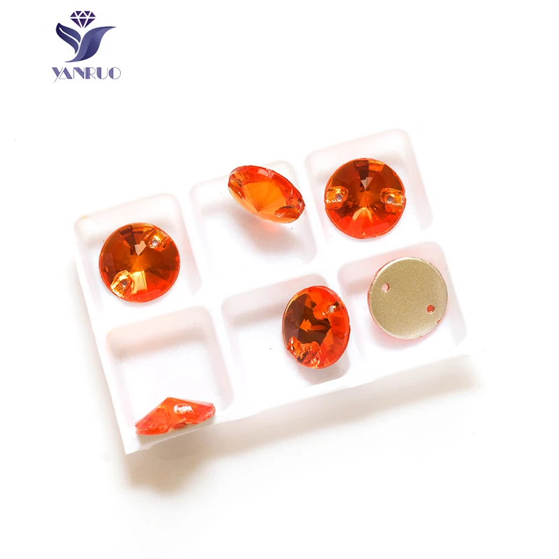 

YANRUO 3200 Rivoli Hyacinth Sew Glass Rivoil Round Rhinestones Sew On Crystal Stones Flatback Decor Dress Clothes