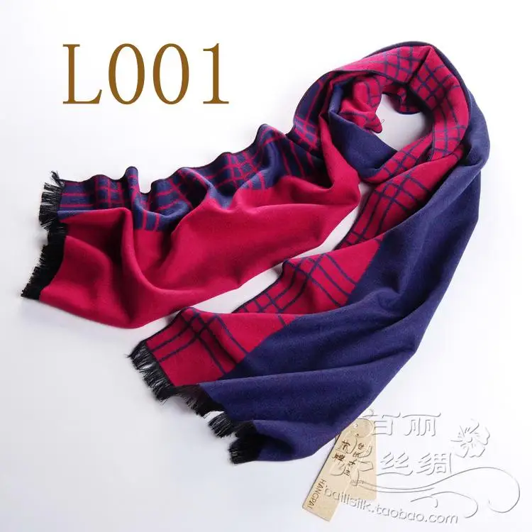 Silk warm and delicate 8 mulberry silk men's scarf to warm up black and white plaid male scarf