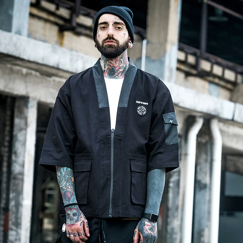 S XXL Men Cotton Cardigan Jacket Male Streetwear Fashion Hip hop Casual