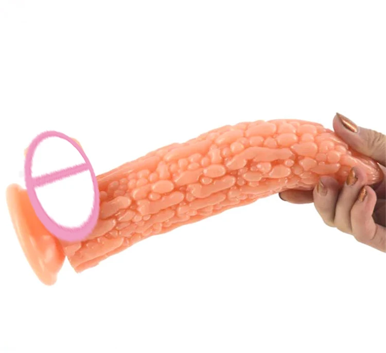 21cm Bitter Melon Dildo Flexible Penis Dick With Suction Cup woman masturbator Bitter Gourd Big Penis Adult Sex Toy for women