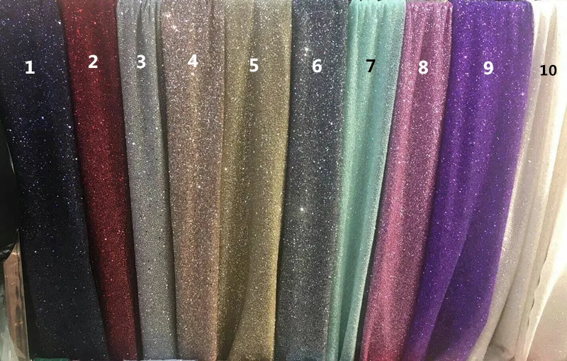 

10 colors shinning glitter Embroidered net Lace Fabric unique L-6197 Glued Glitter tulle fabric for sexy dress