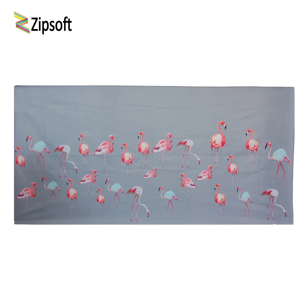 Пляжное полотенце Zipsoft маленькие серые фламинго из микрофибры 75*150 см
