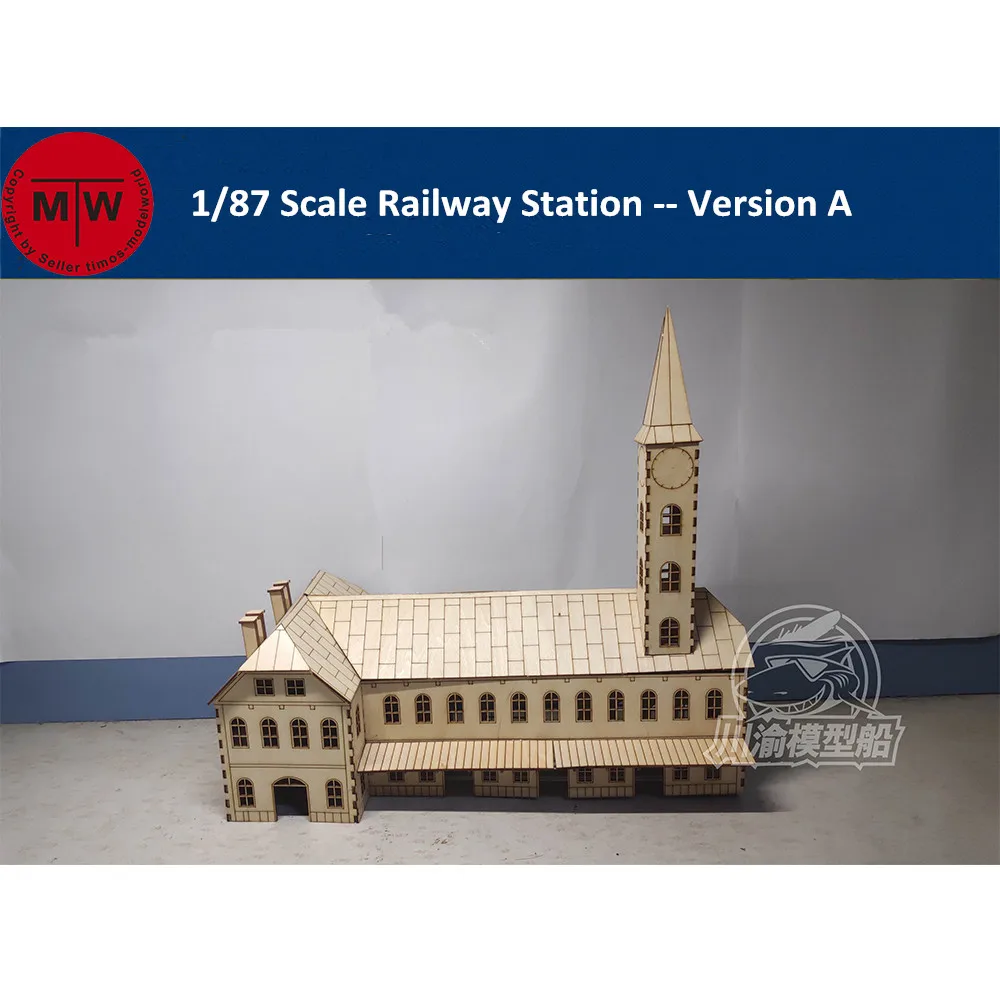 1/87 Scale Railway Station Platform Diorama Scene DIY Wooden Assembly Model Kits