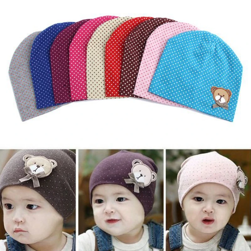 

Cute Bear Dots Hat Baby Children Infant Boys Girls Cotton Beanie Caps 9 Candy Colors