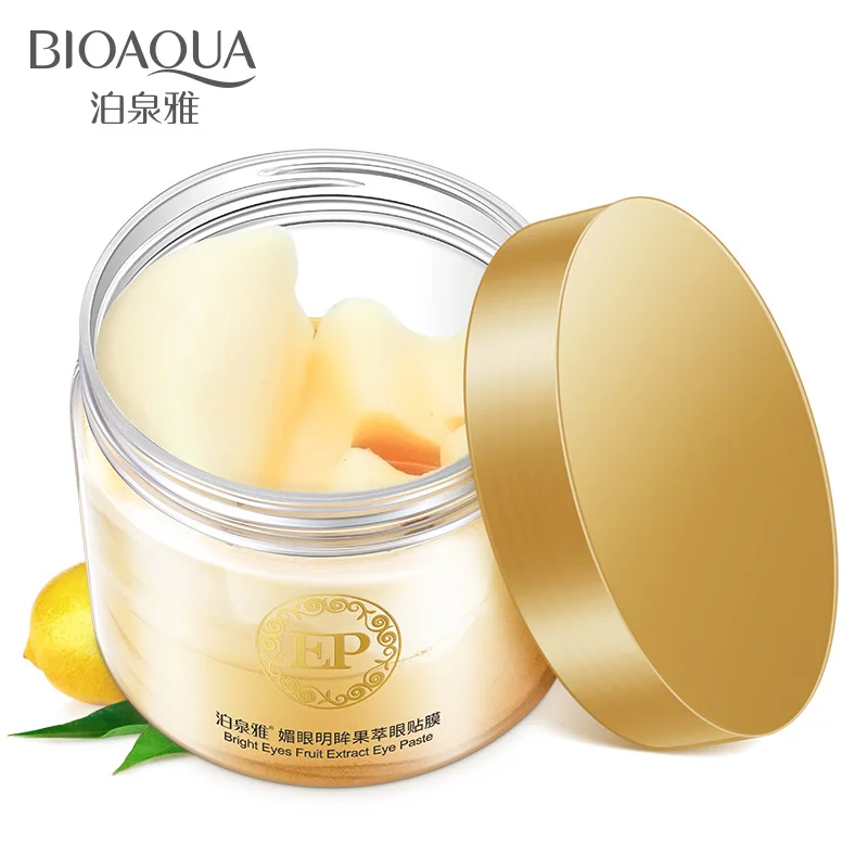

60Pcs/ Bottle Lemon Eye Mask Eye care Collagen gel Whey Protein Sleep Patches Remover dark Circles Eye Bags Under Eyes6