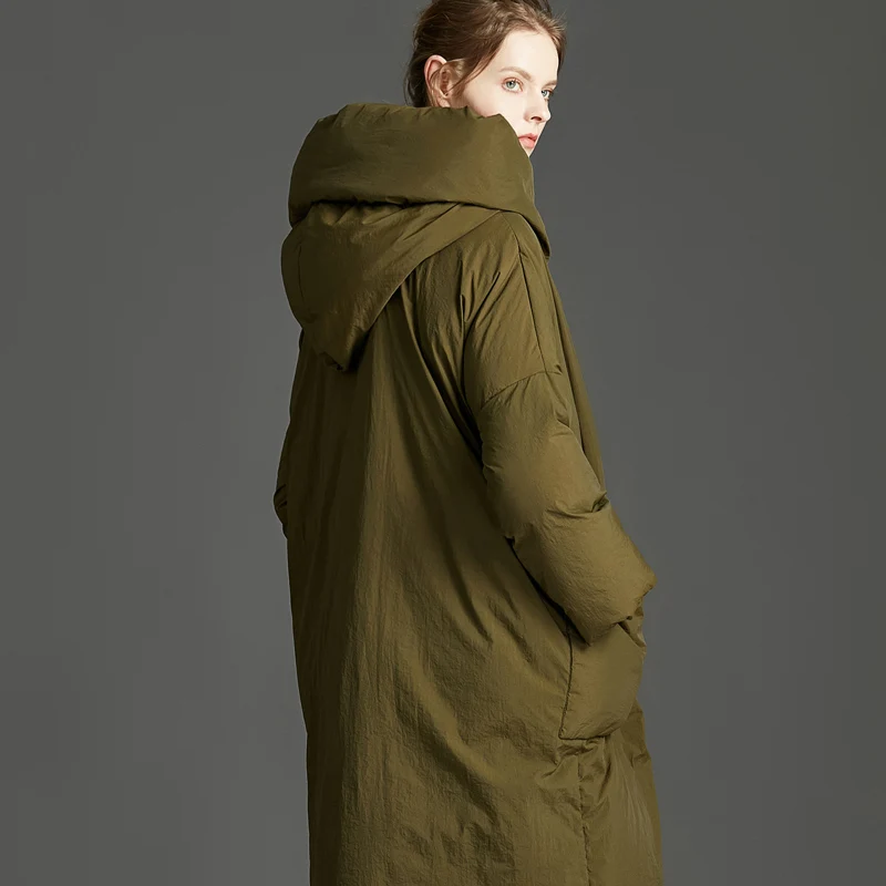 Brand Plus Size 2019 Winter Jackets Women Fluffy Duck Down Coat Women Vintage Long Warm Hooded Loose Female Snow Outwear AO675