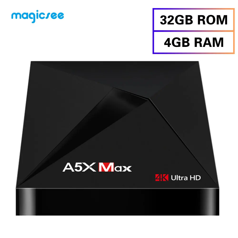 Magicsee A5X MAX Android 9,0 ТВ приставка RK3318 4 Гб ОЗУ+ 32 Гб ПЗУ 2,4G wifi BT4.0 поддержка 4K медиаплеер - Цвет: 64g