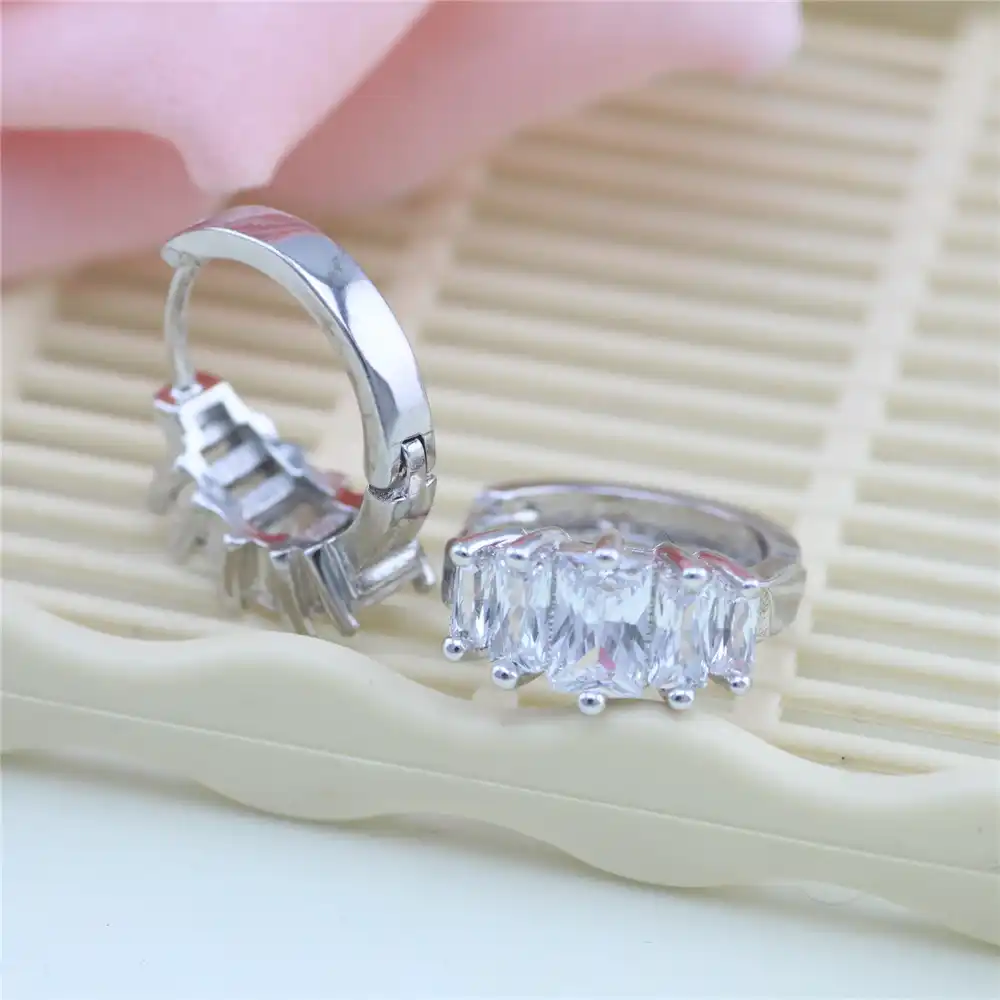 2017 Бесплатная доставка, ювелирные изделия из стерлингового серебра 925 пробы, двухрядная микроинкрустация циркония, серебряные серьги, циркониевые серьги с покрытием для женщин eh133