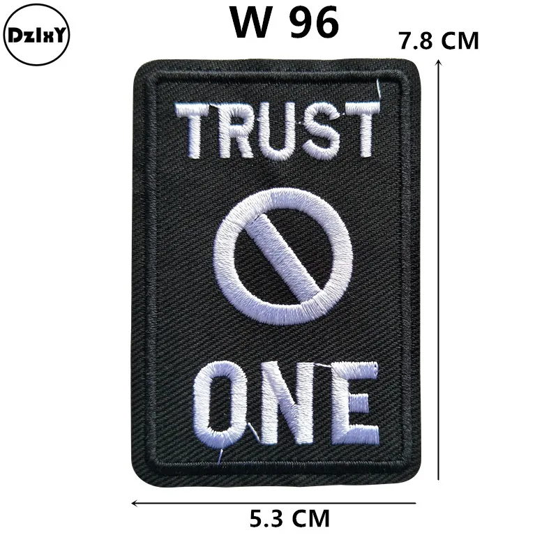 

"NO TRUST ONE" Embroidery Patches for T-shirt Iron on Stripes Clothes Stickers Sewing Applications Hippie Badges @W-96