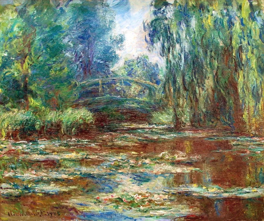 

100% handmade landscape oil painting reproduction on linen canvas,water-lily-pond-and-bridge by claude monet,Free DHL Shipping