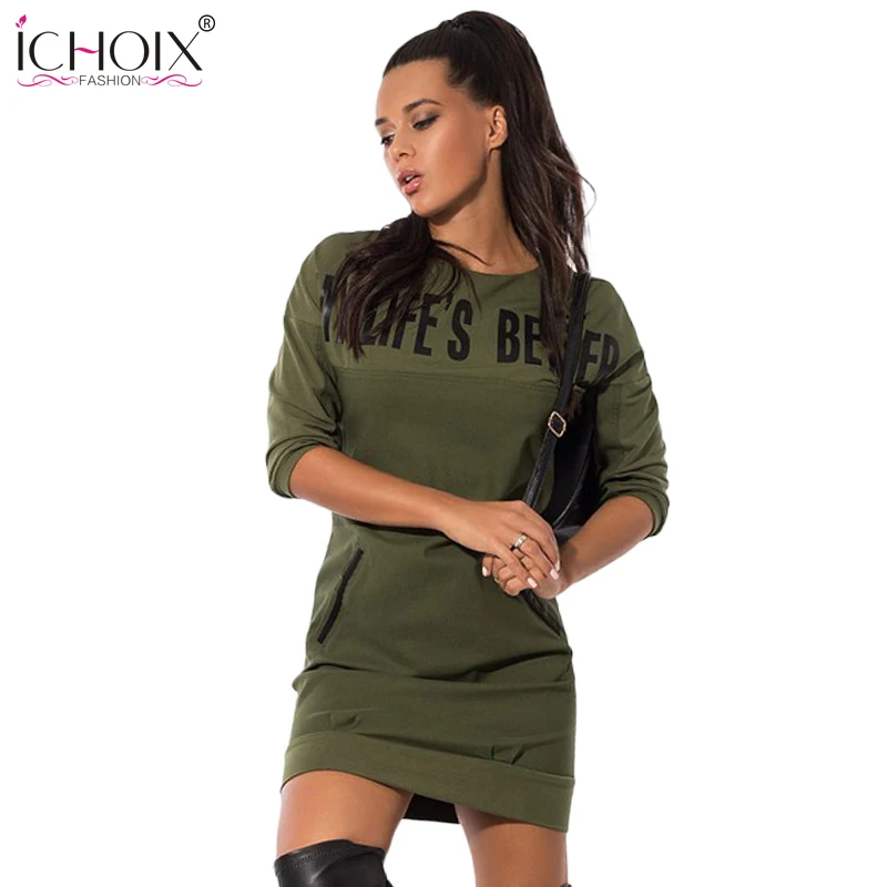 

Autumn Winter Women Plus Size Dress 2019 Elegant Letter Print Big Size Dresses Fashion Casual Warm Three Quarter Dress Vestidos