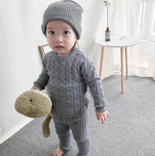2019-Wholesale-New-Baby-Girls-Boys-Knitted-Set-Sweater-Long-Pants-Babys-Suits-0-3t-PC764