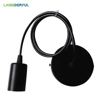

LAINGDERFUL Vintage E27 lamp holder Ceiling Pendant Lamp Light Base Socket Screw Bulb Holder with Wire Black Light Accessory