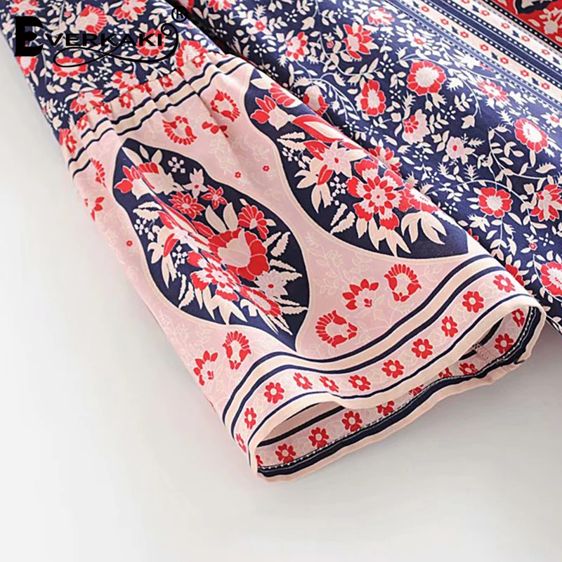Everkaki Boho длинное платье с цветочным принтом для женщин Цыганское Платье круглым