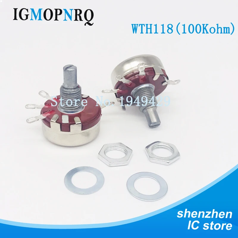 

2PCS WTH118 100K 2W 1A Potentiometer New Authentic Variable Resistor VR Resistance 100K Ohm