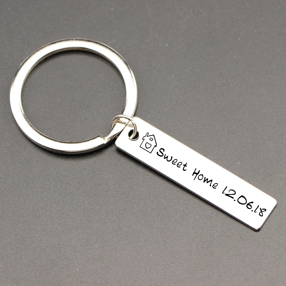 

Personalized Sweet Home Keyring The date of custom Keychain housewarming gift new home,realtor