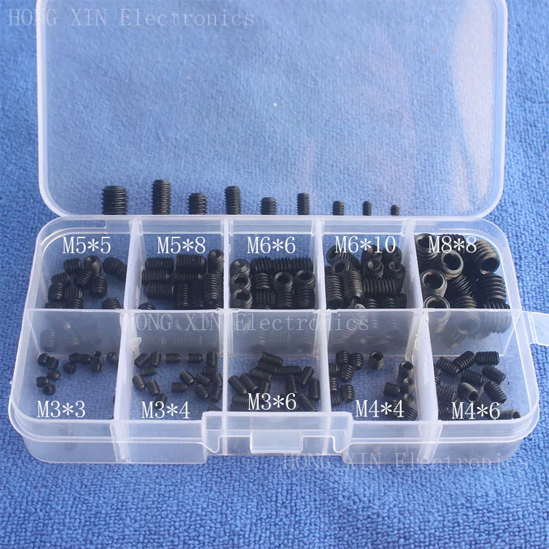 200 Pcs/M3/M4/M5/M6/M8 черная нить железа PCB Винты набор болтов комплект шестигранный крепеж аппаратура