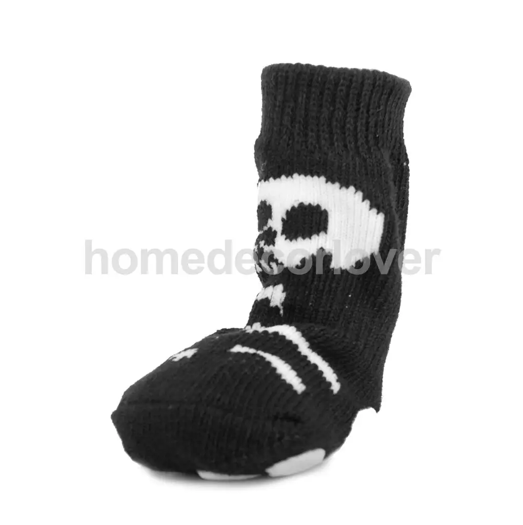 

Halloween Skeleton Black Pet Dog Puppy Cat Non-slip Socks with Cute Paw Prints M