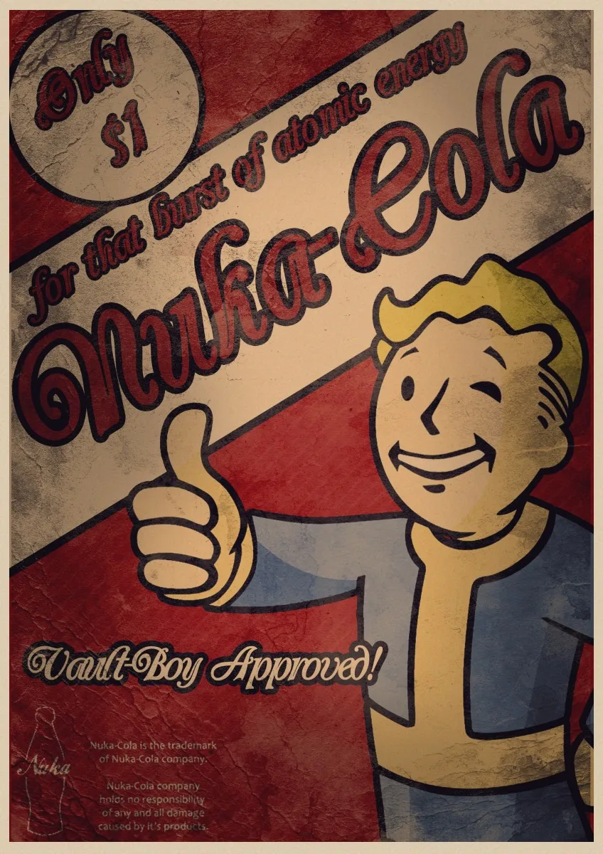 Игровой плакат Fallout 3 4 домашняя декорация игровой постер из крафт бумаги наклейки