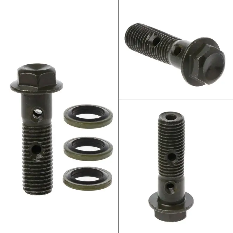 Resistência à corrosão à prova de ferrugem motocicleta freio oco parafuso duplo banjo parafuso para honda yamaha suzuki com m10 x 1.25-1