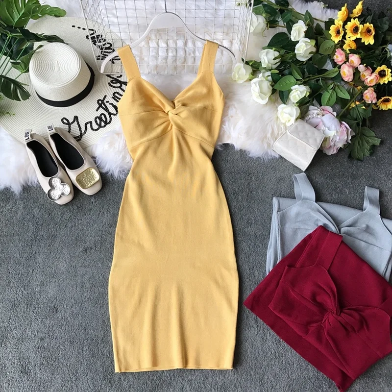 

Gagarich Stretch Women Bodycon Dress 2019 Fashion Deep V-neck Solid Elegant Bandage Ladies Dresses Vestidos Robe Femme