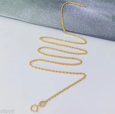 

Fine Au750 Pure18K Yellow Gold Necklace Women's Rope Link Chain 20inch