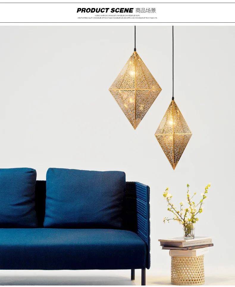 

Nordic postmodern stainless steel polyhedron droplight sitting room dining-room cafe bar hotel geometric droplight