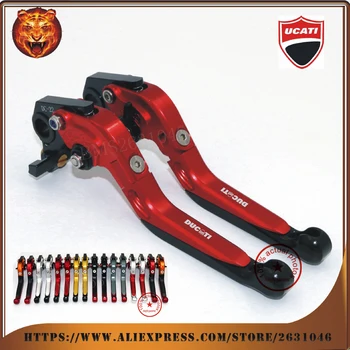 

For DUCATI Monster M400 M600 M620 M750 M750IE M900 Motorcycle Adjustable Folding Extendable Brake Clutch Lever GOLD RED Logo
